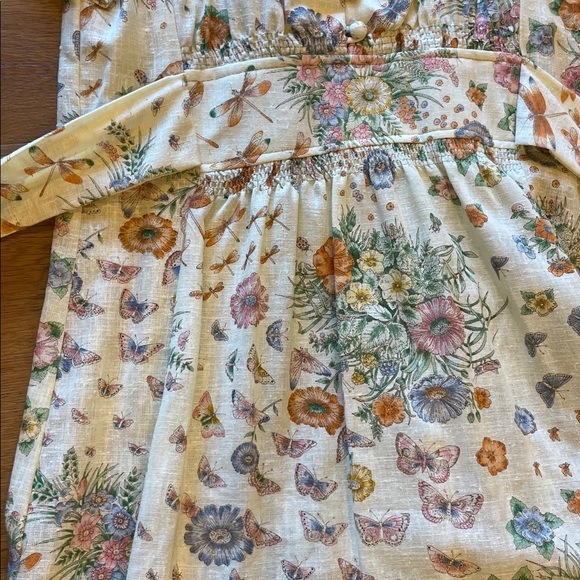 Vintage Trolley Car Women Midi White Floral Wildlife Dress - Picture 7 of 9